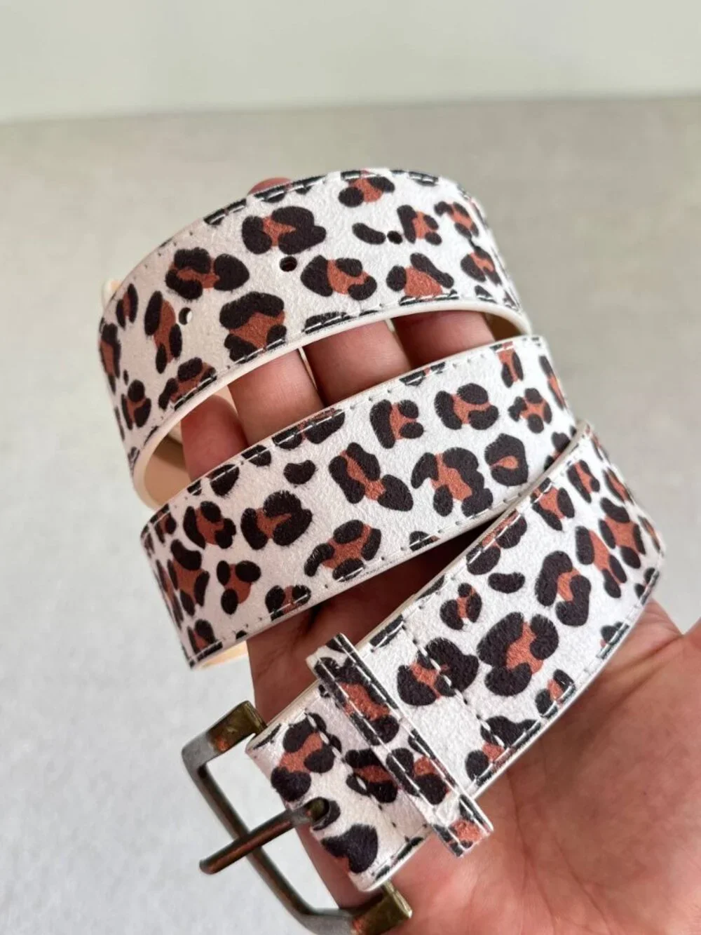 White Belt with Square Brass-Tone Buckle